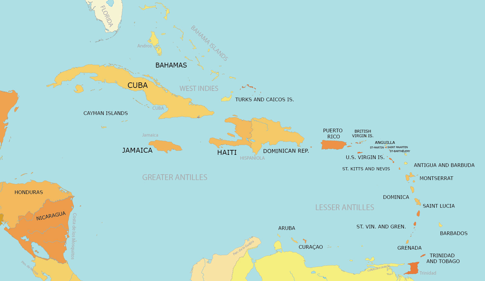 Professional vector-style map of Caribbean islands highlighting CARICOM member states